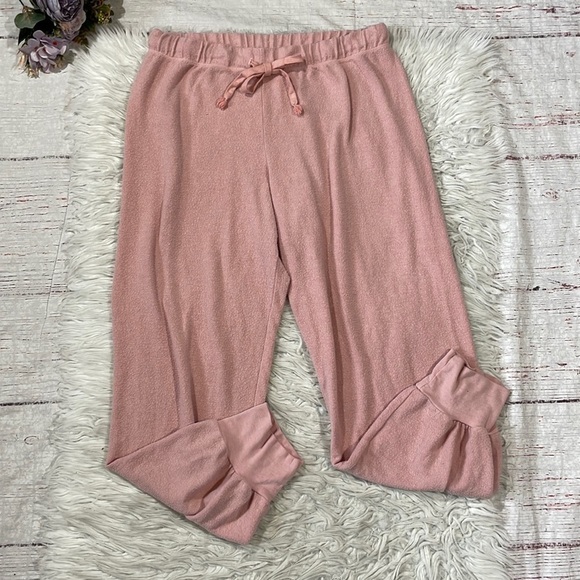 All Things Fabulous Brushed Pink Lounge Drawstring Sweatpants - Picture 1 of 9
